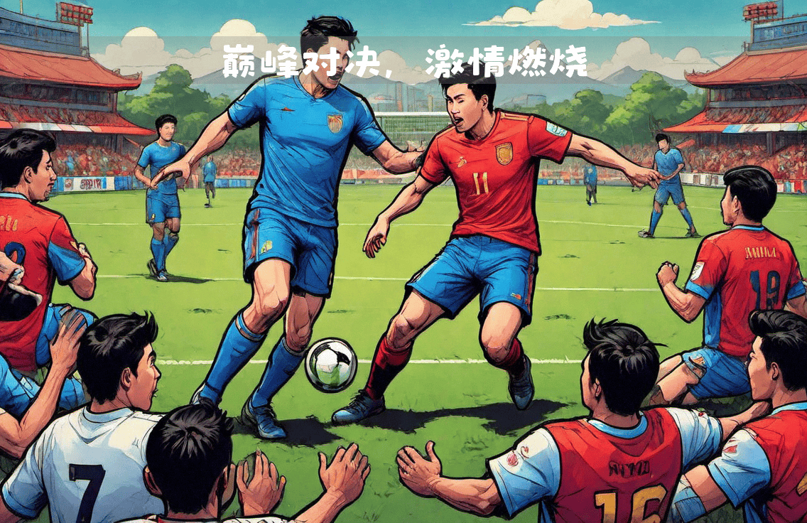 激烈足球比赛中球员场上默契配合