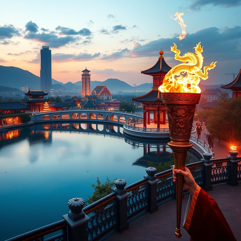 爱游戏官网礼包-2022年杭州亚运会火炬在美丽湖滨点亮绚丽文艺演绎展示杭州之美